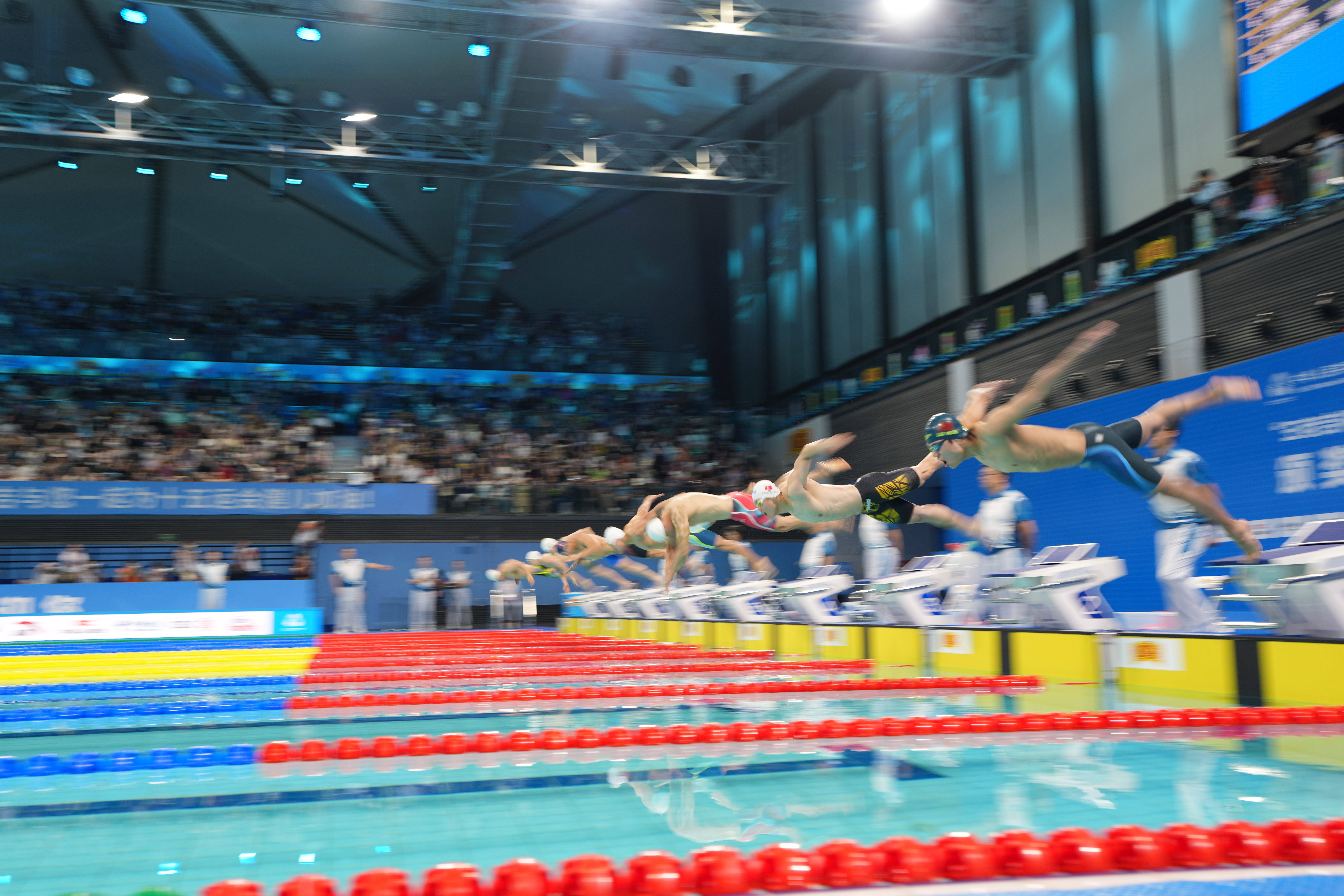 游泳选手在自由泳项目中出类拔萃